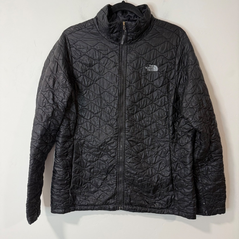 The North Face Womens Thermoball Puffer Jacket XL Black Quilted Full Zip